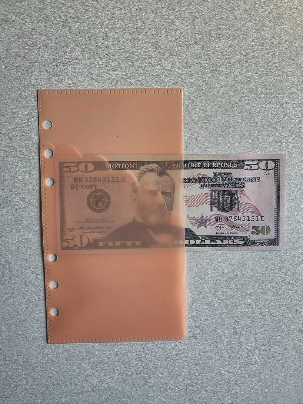 A6 Double Pocket Peach & Coral Transparent Money Sleeve Set